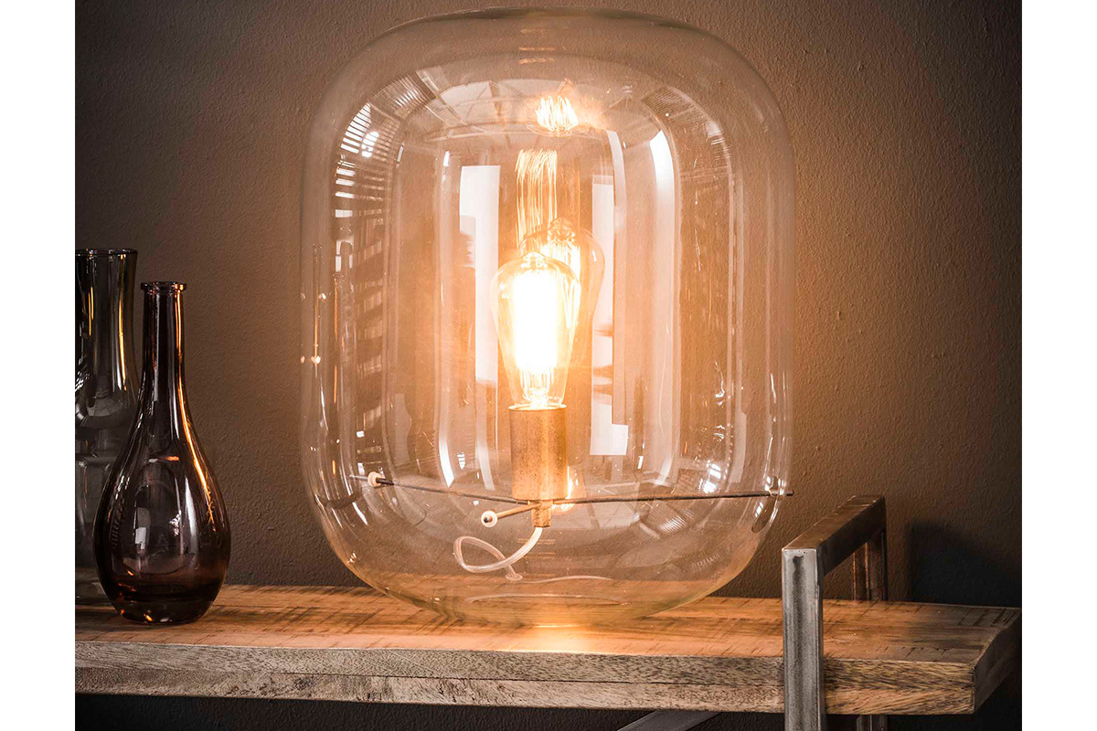 Lampe � poser avec d�me en verre D35 cm ANCY