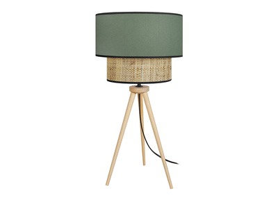 Lampe &agrave; poser bimati&egrave;re jute et tissu bleu gris&eacute; CHILL