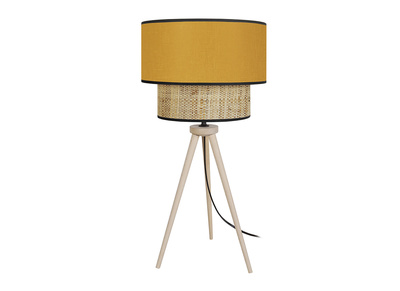 Lampe &agrave; poser bimati&egrave;re jute et tissu moutarde CHILL