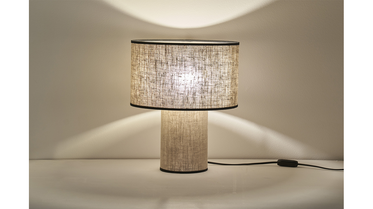 Lampe  poser design en lin et coton noir H36 cm SLOT