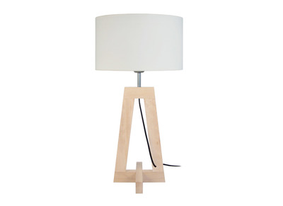 Lampe &agrave; poser design pied bois naturel MANON