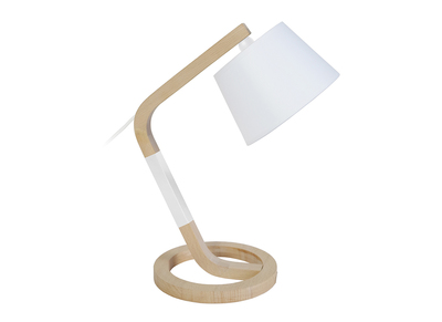 Lampe &agrave; poser design pied cercle bois blanc TWIST
