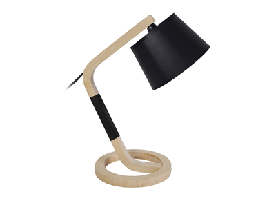 Lampe &agrave; poser design pied cercle bois noir TWIST