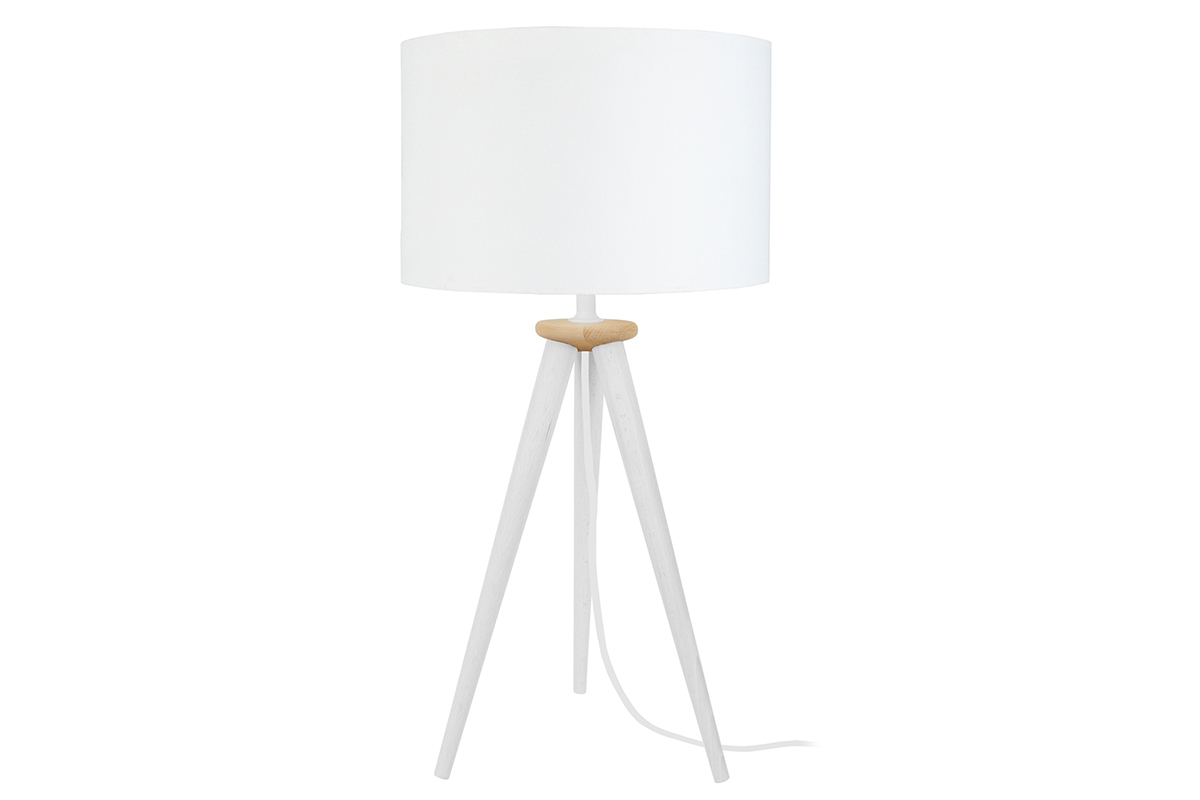 Lampe � poser design tr�pied bois blanc TRIPOD