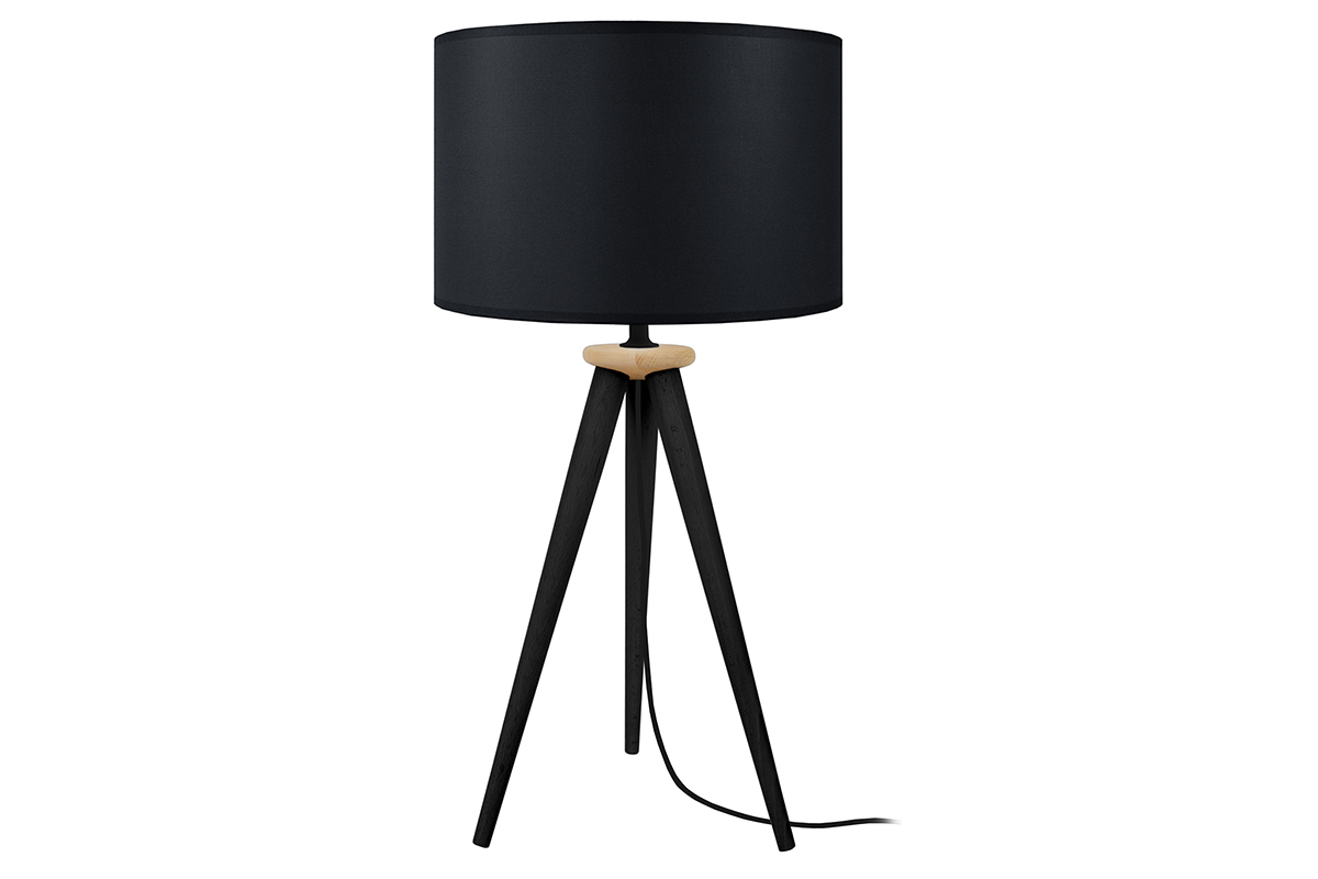 Lampe � poser design tr�pied bois noir TRIPOD