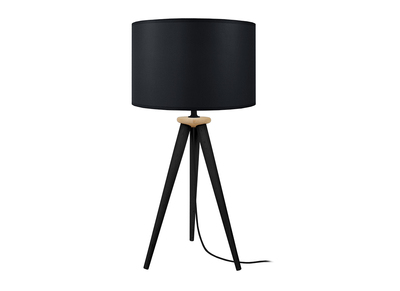 Lampe &agrave; poser design tr&eacute;pied bois noir TRIPOD