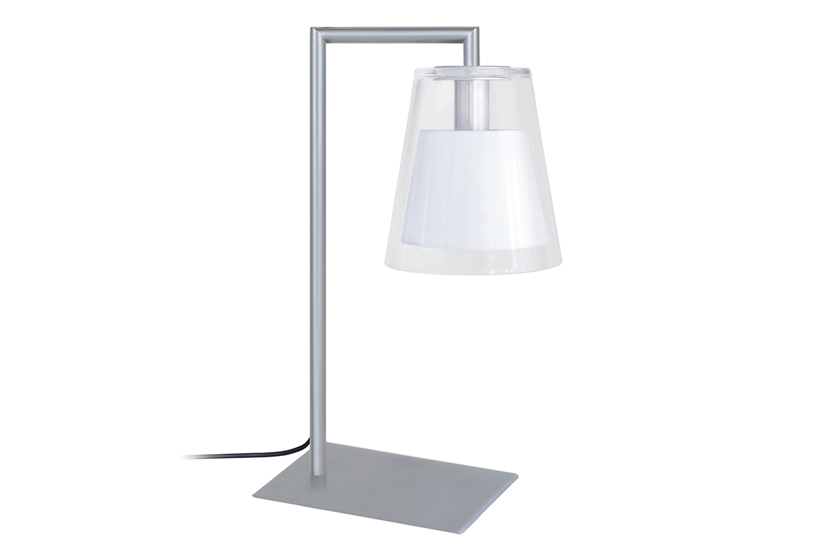 Lampe � poser design verre et m�tal blanc ACROSS