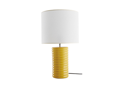 Lampe à poser en céramique émaillée jaune et abat-jour écru H53 cm BERRO