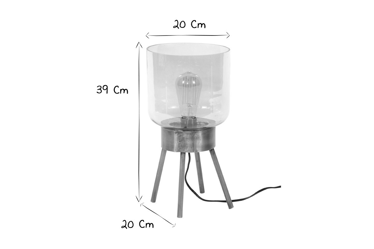 Lampe  poser en mtal effet bronze et verre ambr AMBRE