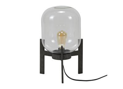 Lampe &agrave; poser en m&eacute;tal finition argent ancien et globe en verre HALCYON