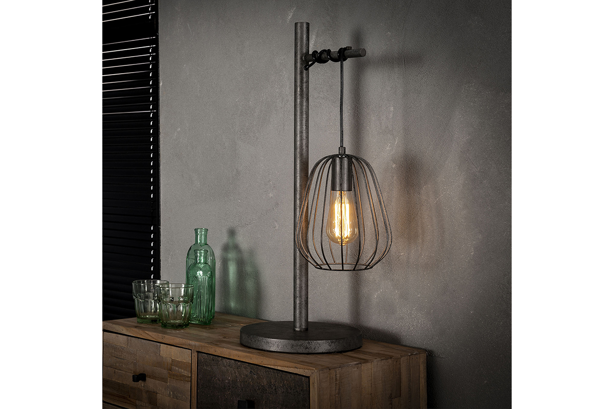 Lampe  poser industrielle en mtal finition argent ancien JELLY
