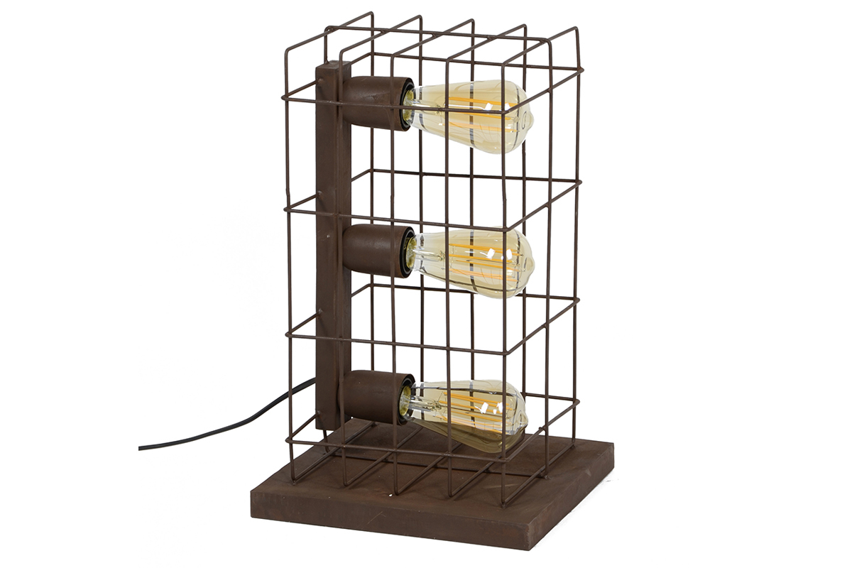 Lampe  poser industrielle en mtal finition rouille marron RUST
