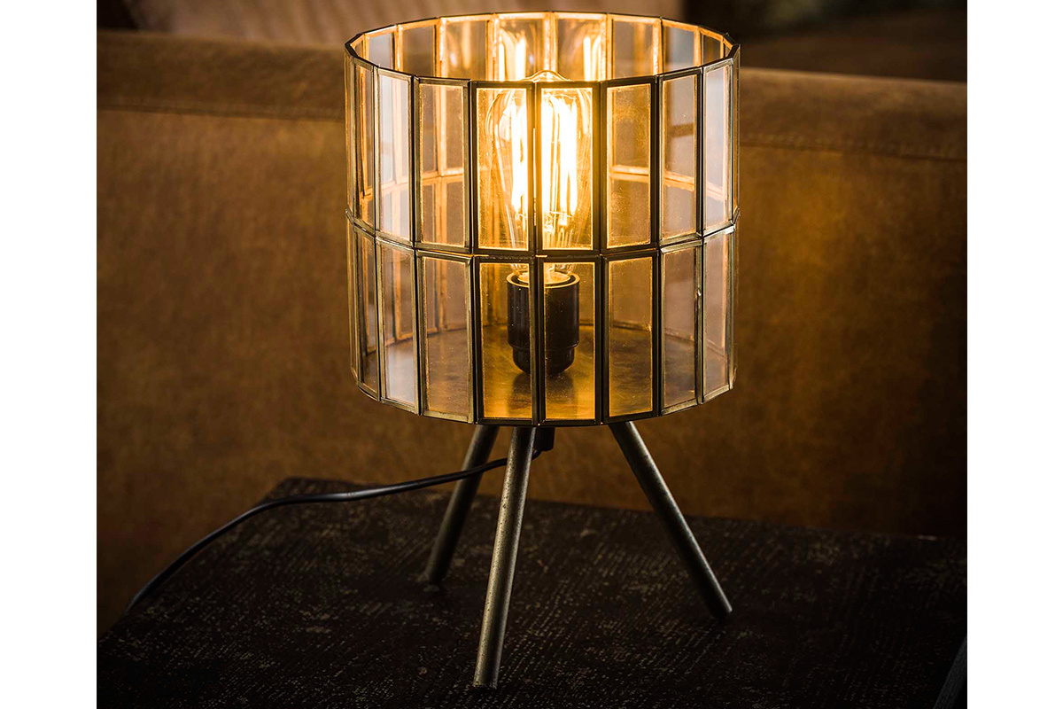 Lampe  poser industrielle sur pieds en mtal bronze CANOPY