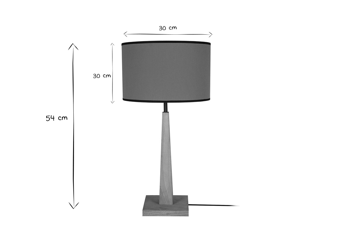 Lampe  poser jaune avec pied en bois clair H54 cm NIDRA