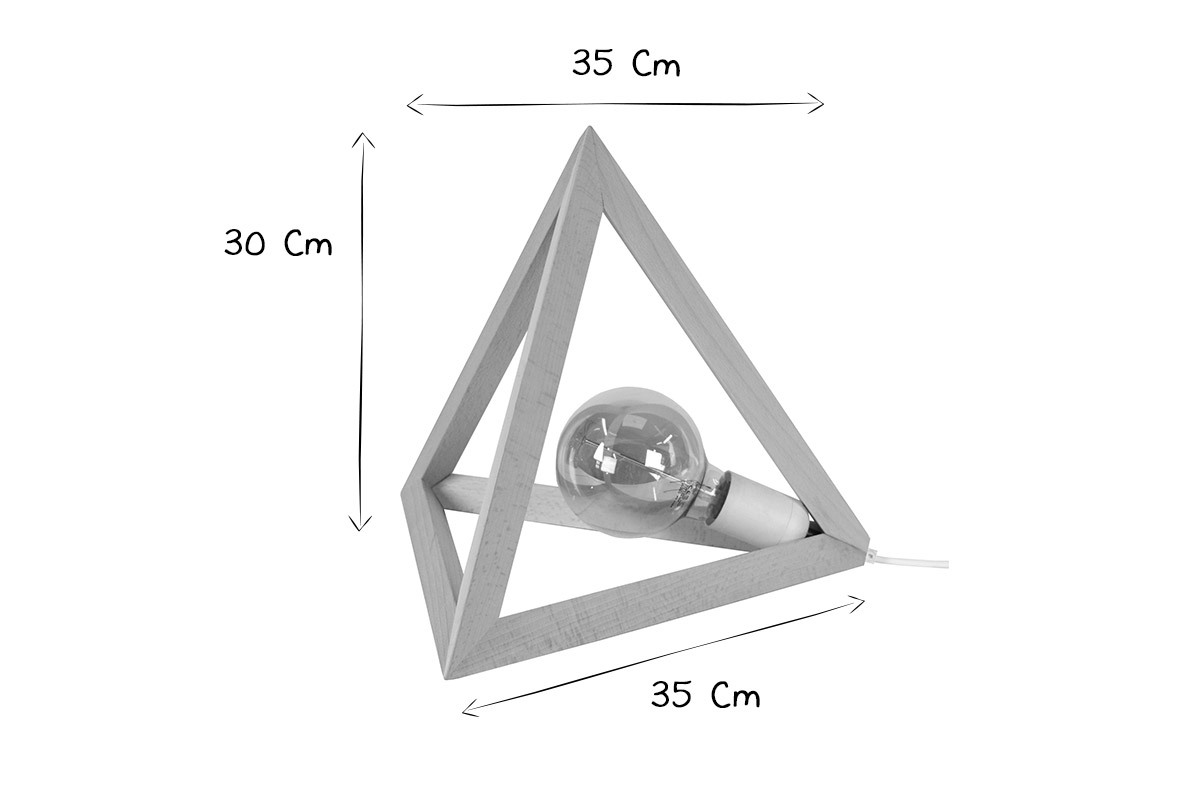 Lampe � poser pyramide en bois DUNE