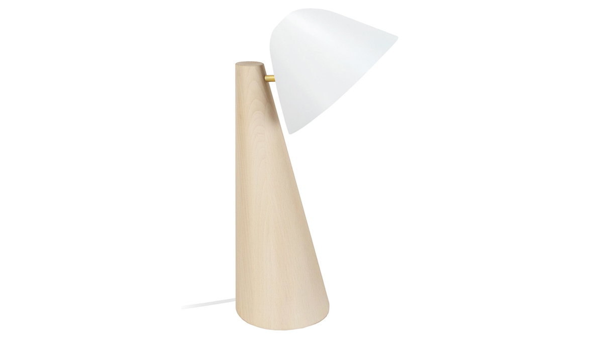 Lampe  poser scandinave en bois clair et blanc H42 cm FARO