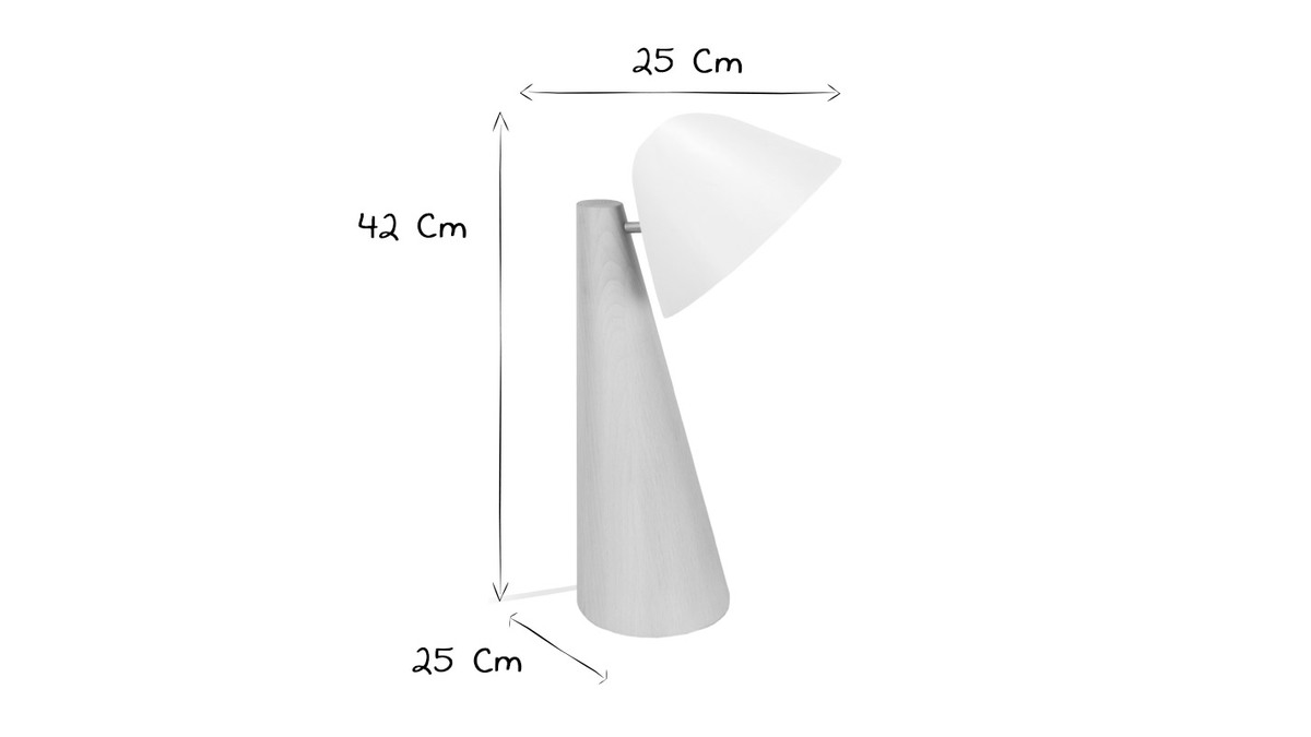 Lampe  poser scandinave en bois clair et blanc H42 cm FARO