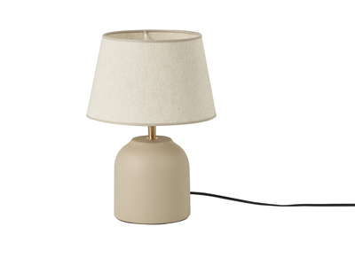 Lampe à poser taupe en céramique mate et abat-jour en lin H35 cm SIMAO