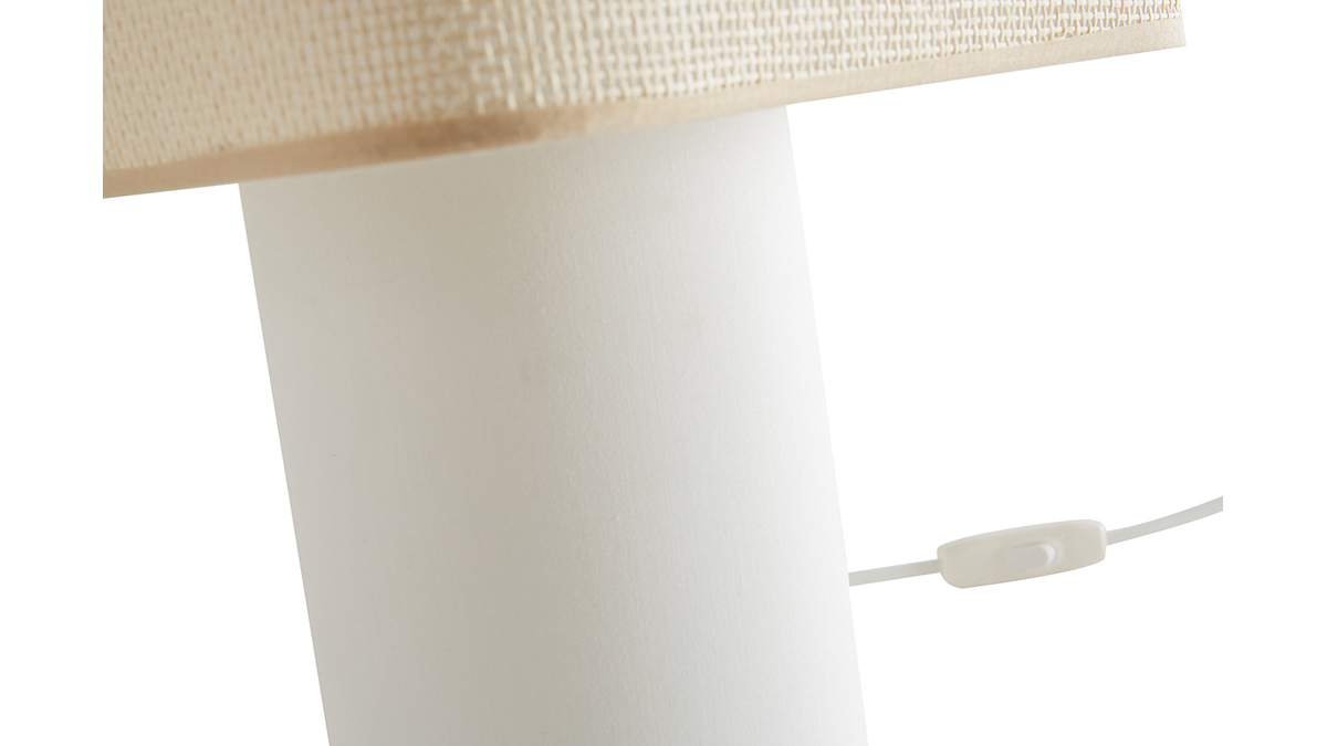Lampe  poser vintage cube en coton cru et abat-jour en papier tiss H36 CUBO