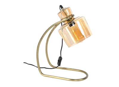 Lampe &agrave; poser vintage en m&eacute;tal et verre ambr&eacute; LOGGIA