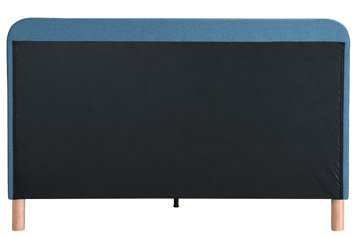 Lit 160 x 200 cm capitonn� en tissu bleu canard ORLANE
