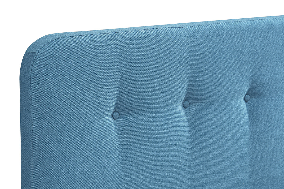 Lit 160 x 200 cm capitonn� en tissu bleu canard ORLANE
