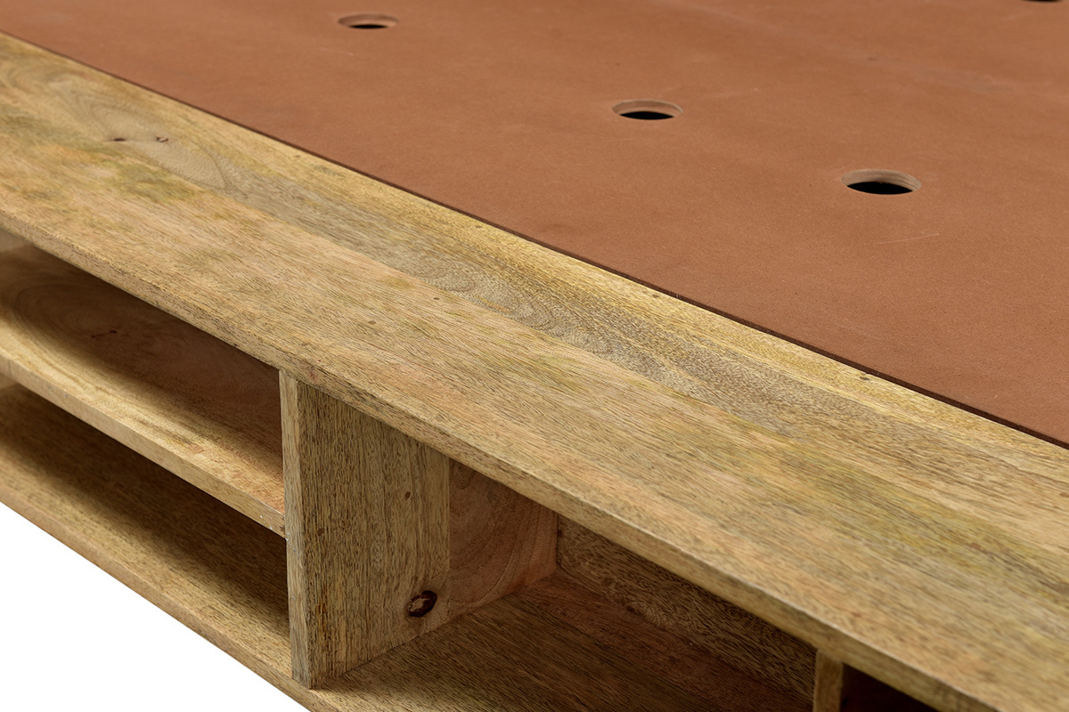 Lit 160 x 200 en manguier massif avec rangements DUMY