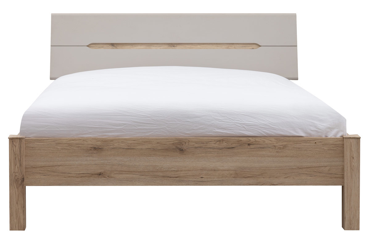 Lit 160x200 cm bois clair et taupe WILLY