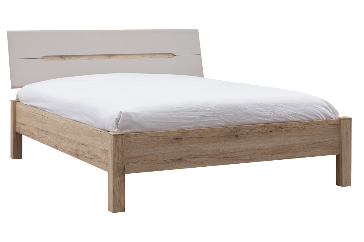 Lit 160x200 cm bois clair et taupe WILLY