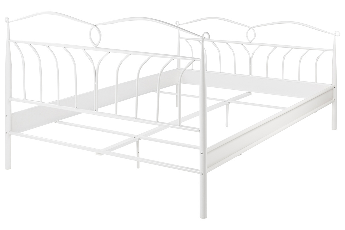 Lit 2 places 140x200 cm en m�tal blanc NOTTE