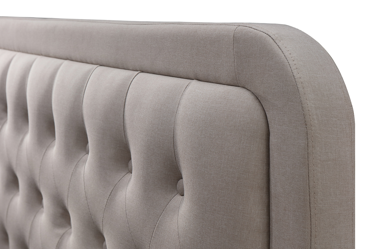 Lit 2 places 140x200 cm en tissu beige capitonn KRISTEN