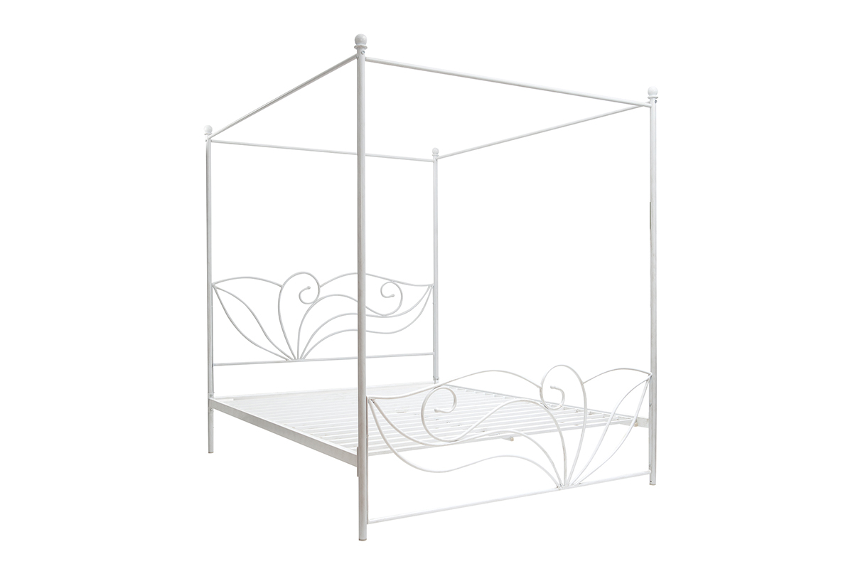 Lit  baldaquin baroque blanc 160x200 VENEZIA