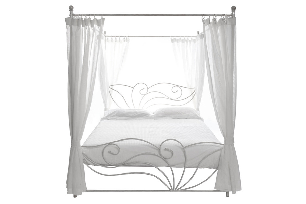 Lit  baldaquin baroque blanc 160x200 VENEZIA