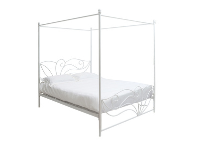 Lit &agrave; baldaquin baroque blanc 160x200 VENEZIA