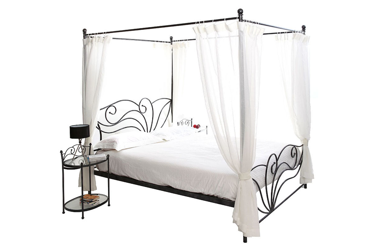 Lit  baldaquin baroque noir patin 140x190 VENEZIA