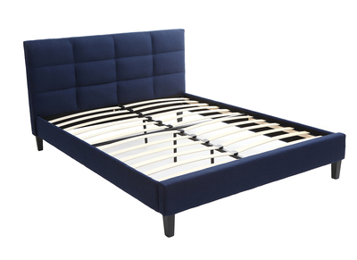 Lit adulte 160x200 cm bleu fonc&eacute; EMERY