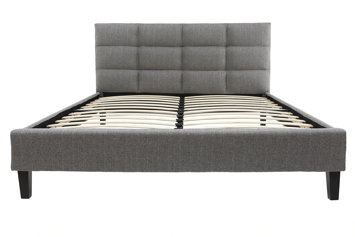 Lit adulte 160x200 cm gris clair EMERY