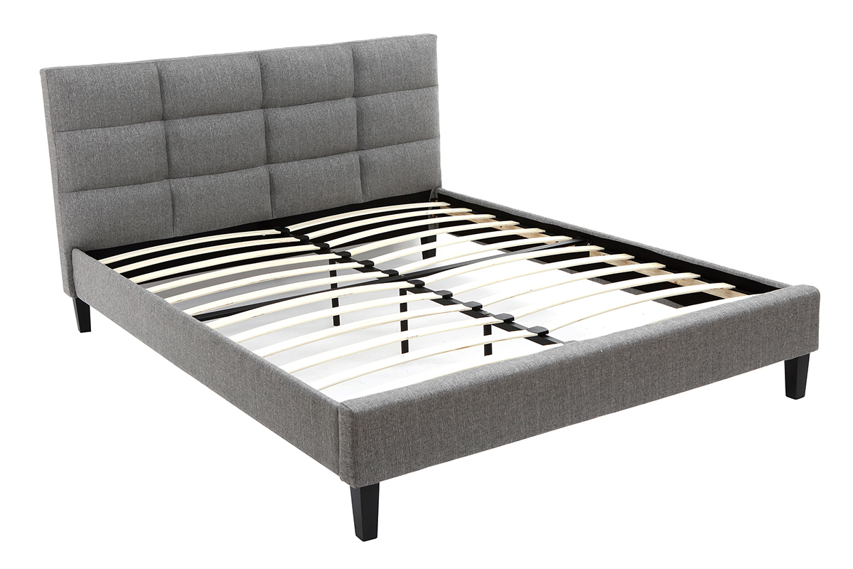Lit adulte 160x200 cm gris clair EMERY