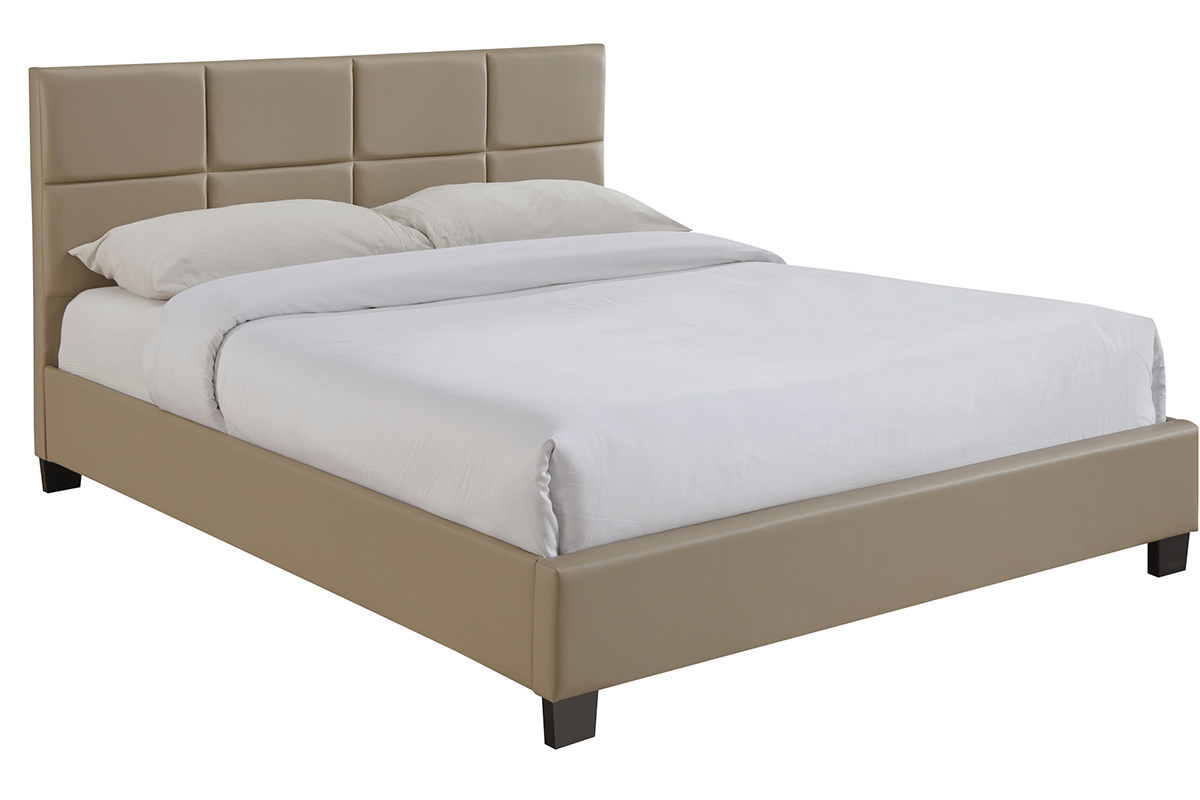 Lit adulte moderne 160 x 200 cm taupe SOLAL