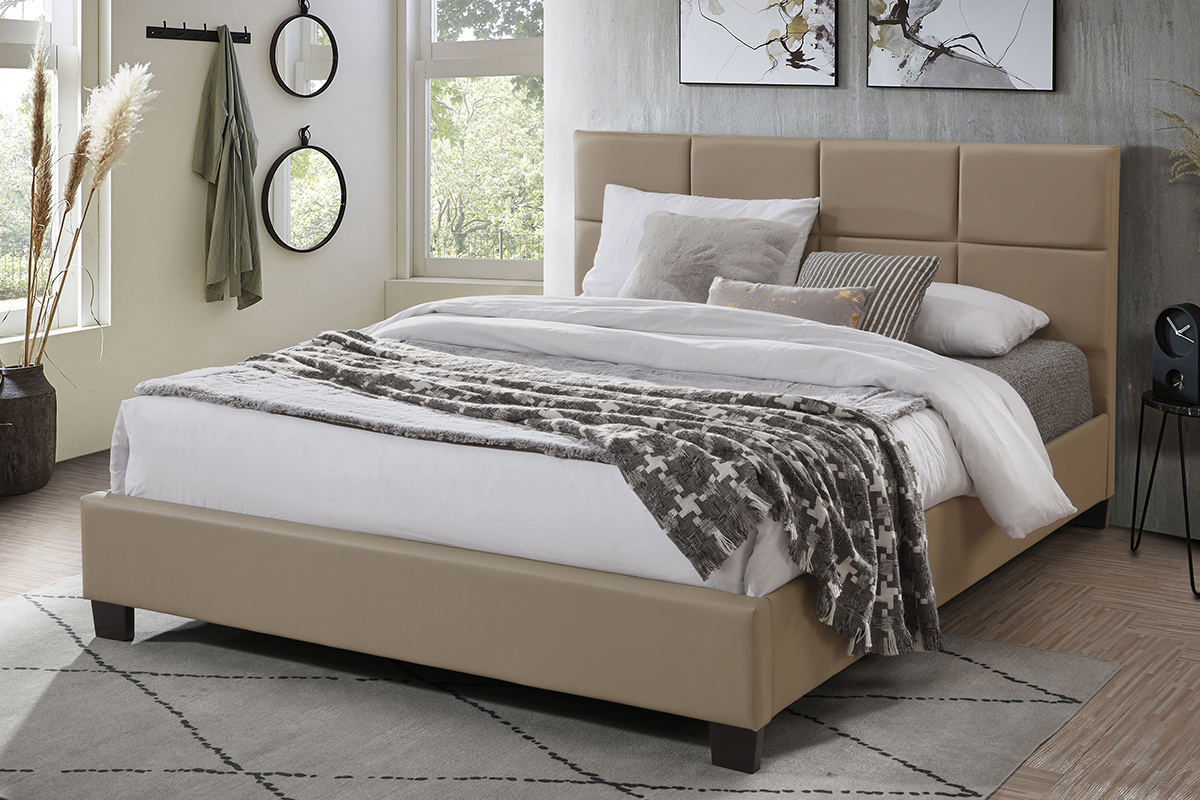 Lit adulte moderne 160 x 200 cm taupe SOLAL