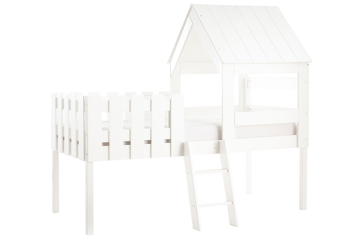 Lit cabane bois blanc 90x200 cm NESTY HOUSE