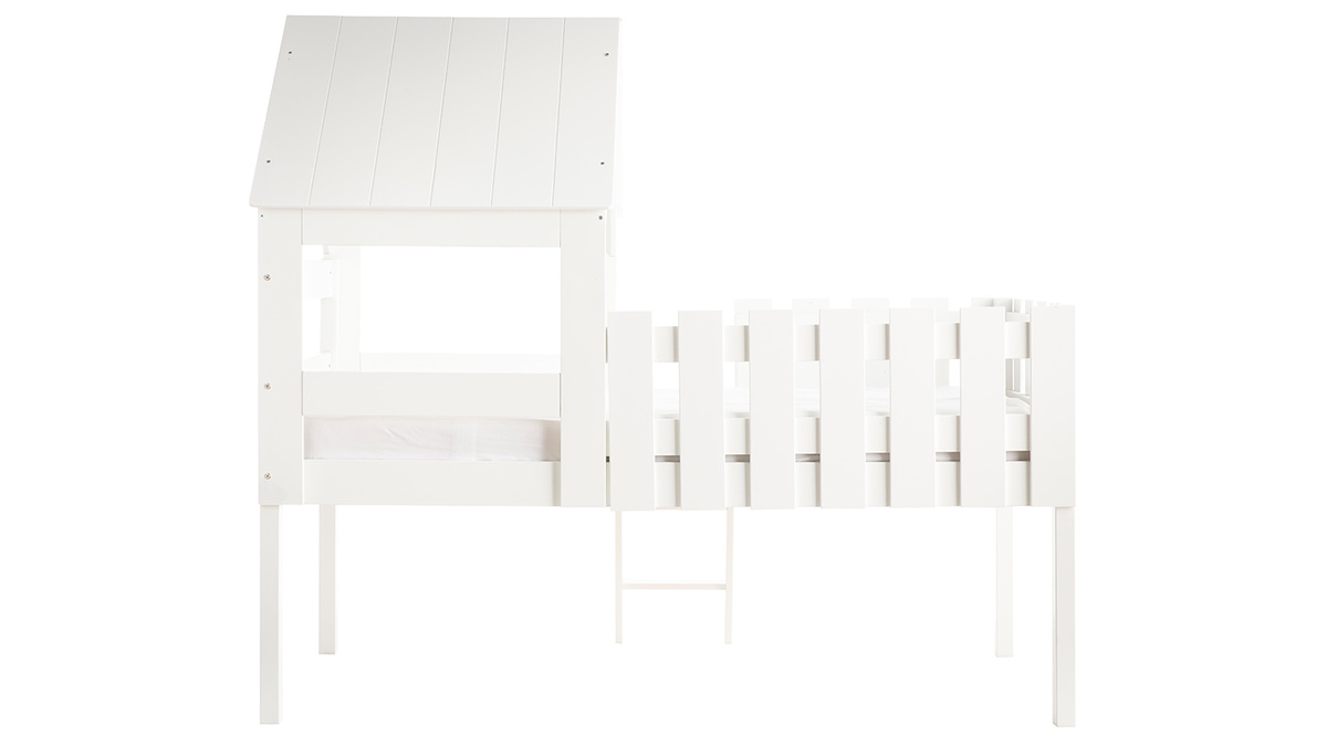 Lit cabane bois blanc 90x200 cm NESTY HOUSE