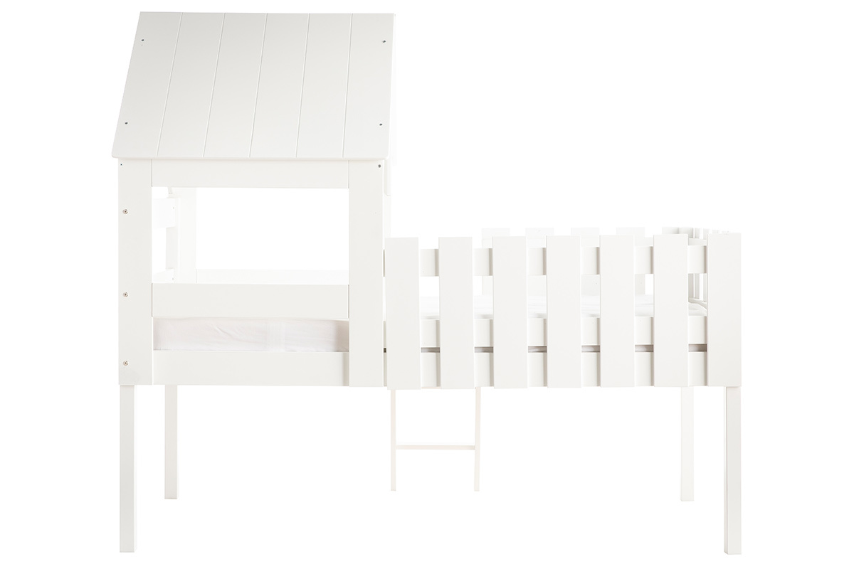 Lit cabane bois blanc 90x200 cm NESTY HOUSE