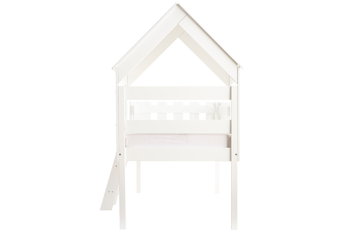 Lit cabane bois blanc 90x200 cm NESTY HOUSE