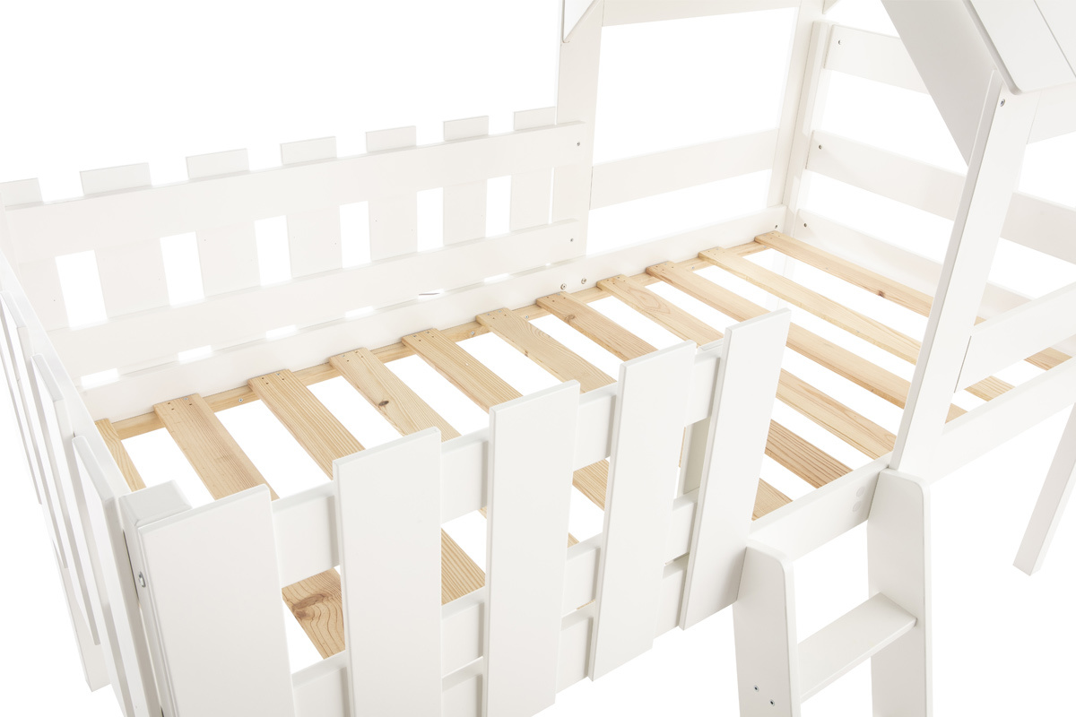 Lit cabane bois blanc 90x200 cm NESTY HOUSE