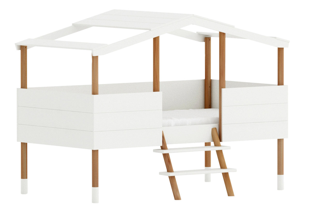 Lit cabane enfant avec sommier 90 x 190 cm PILOTI