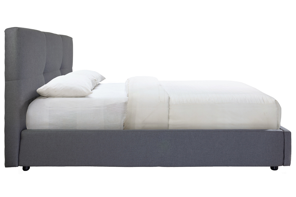 Lit coffre 160 x 200 cm en tissu gris SOGNO