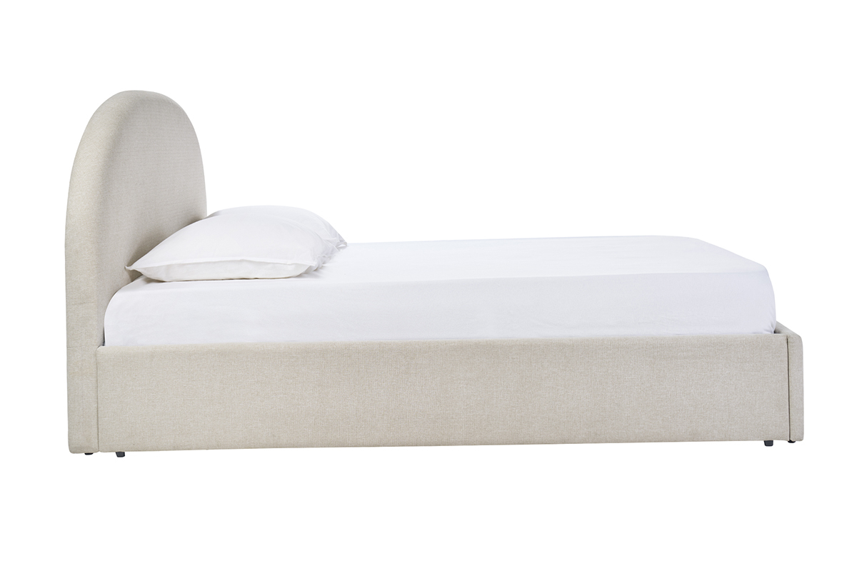 Lit coffre 2 places 160x200 cm en tissu beige OREN