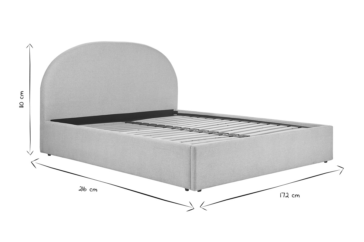 Lit coffre 2 places 160x200 cm en tissu beige OREN