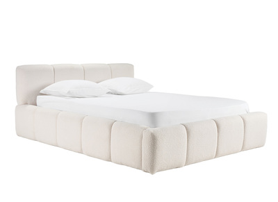 Lit coffre 2 places 160x200 cm en tissu laine boucl&eacute;e MOTTO